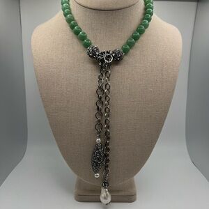 Elegant Green and Silver Necklace